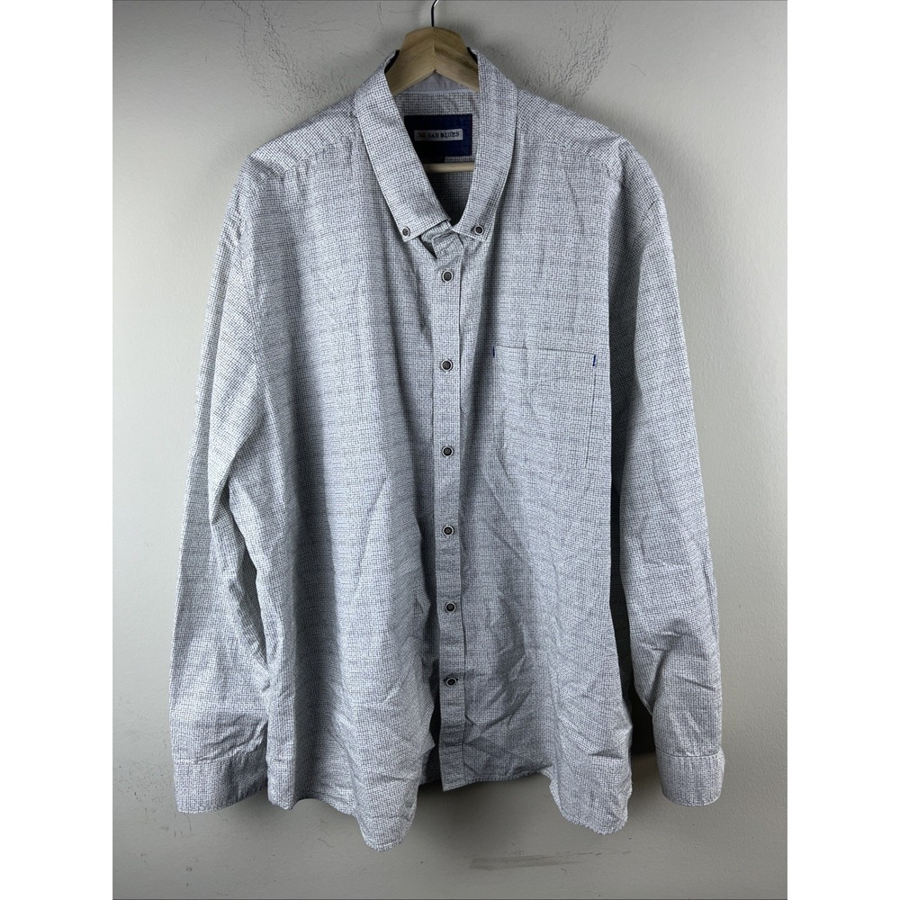 32 Bar Blues Men's 3xl White And gray Long sleeve Button Down Shirt